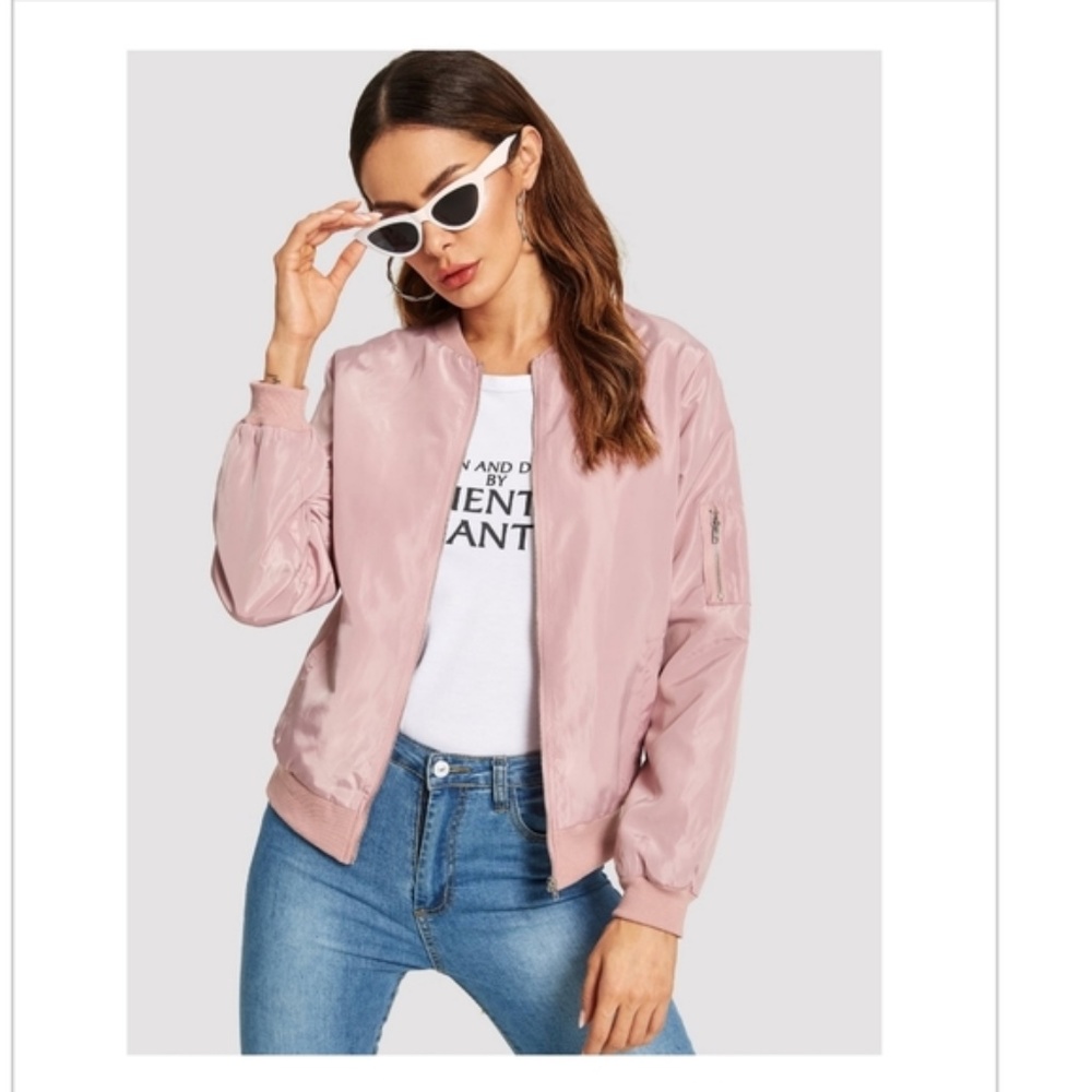 Dusty Pink Lightweight Bomber Jacket